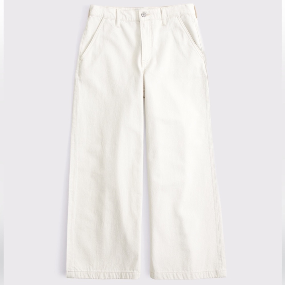 Abercrombie and Fitch Curve Love High Rise Wide Leg Trouser Jean - Short